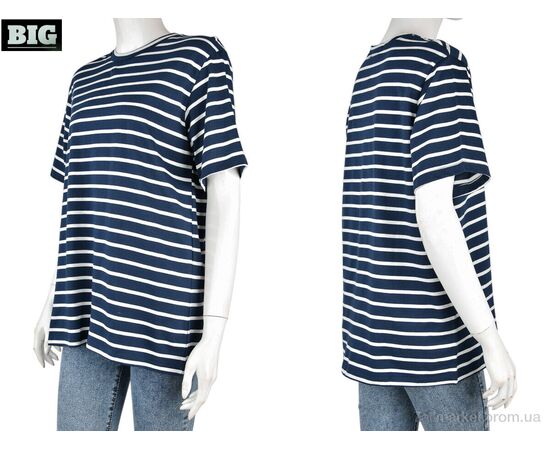 Футболка жіноча Літо 4049-10-1 navy (3 шт. р.сіткаS-L) "BIG" недорого оптом від прямого постачальника, зображення 3