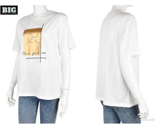 Футболка жіноча Літо 4049-04-2 white (3 шт. р.сіткаS-L) "BIG" недорого оптом від прямого постачальника, зображення 3