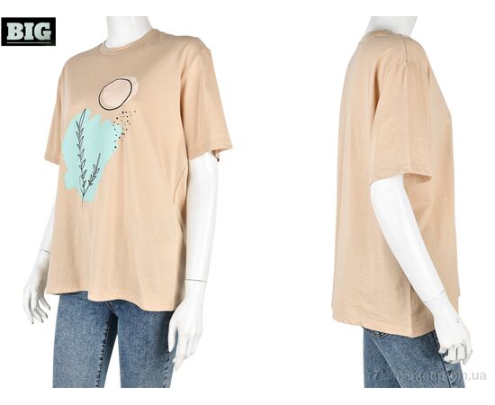 Футболка жіноча Літо 4049-08-3 beige (3 шт. р.сіткаS-L) "BIG" недорого оптом від прямого постачальника, зображення 3