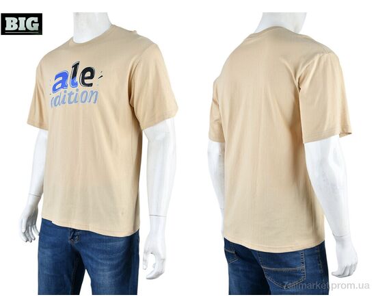 Футболка чоловіча Літо 4072-M02-4 beige (5 шт. р.сіткаM-3XL) "BIG" недорого оптом від прямого постачальника, зображення 3