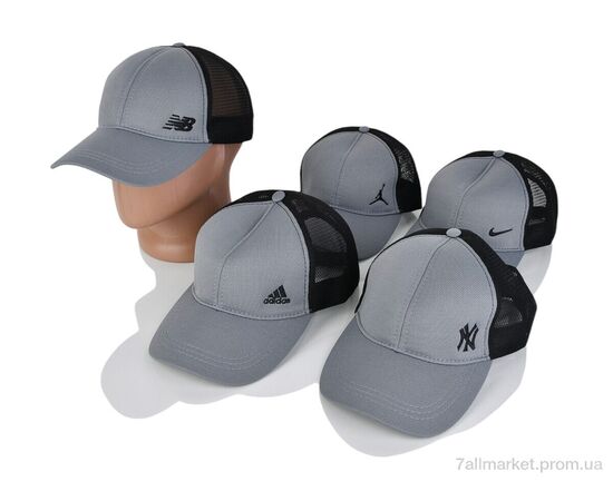 Кепка для чоловіків Літо Трикотаж з вишивкою та сіткою 002 mix (5 шт. р.сіткаOne size) "VIOLA" недорого оптом від прямого постачальника, зображення 2