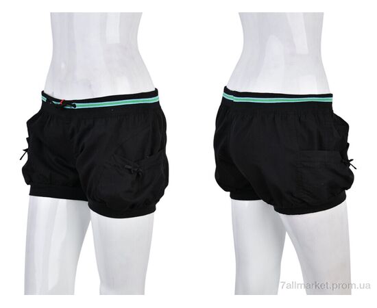Шорти жіночі Літо 7020-5 black-green (02019) (8 шт. р.сіткаM-2XL) "Obuvok" недорого оптом від прямого постачальника, зображення 3
