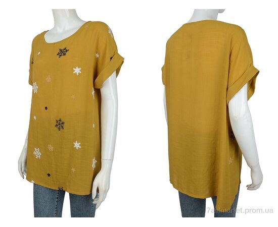 Фотография Женская блузка Лето 703 (08500) yellow (4 шт. р.сетка XL-4XL) "Obuvok" недорого оптом от прямого поставщика, изображение 3