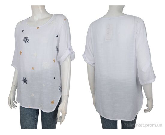 Фотография Женская блузка Лето 709 (08506) white (8 шт. р.сетка XL-4XL) "Obuvok" недорого оптом от прямого поставщика, изображение 3