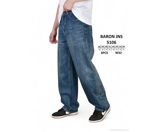 Джинси чоловічі Весна/осінь 5106 (8 шт. р.сітка28-36) "Baron" недорого оптом від прямого постачальника, зображення 2