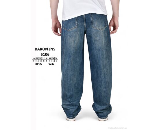 Джинси чоловічі Весна/осінь 5106 (8 шт. р.сітка28-36) "Baron" недорого оптом від прямого постачальника, зображення 3