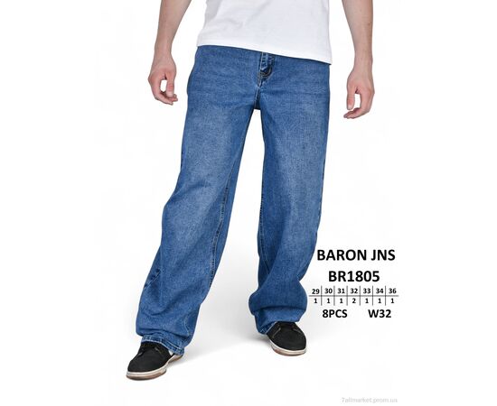 Джинси чоловічі Весна/осінь BR1805 (8 шт. р.сітка29-36) "Baron" недорого оптом від прямого постачальника, зображення 2