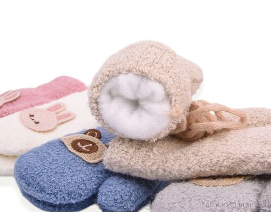 Фотография Варежки детские Зима 5211 (тедди) mix (12 шт. р.сетка 1-3) "TUZZI" недорого оптом от прямого поставщика, изображение 2