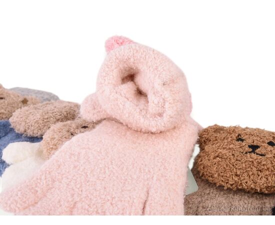 Фотография Перчатки для детей Зима 5205-1 (тедди) mix (12 шт. р.сетка 2-4) "TUZZI" недорого оптом от прямого поставщика, изображение 2