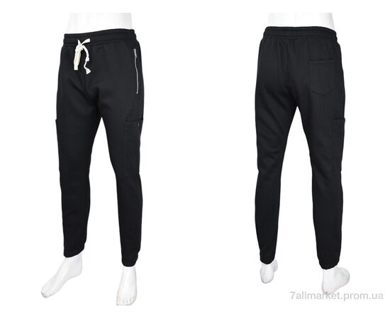Фотография Спортивные брюки мужские Зима 3943-A46 black (5 шт. р.сетка M-3XL) "Мир" недорого оптом от прямого поставщика, изображение 4