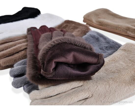 Рукавички жіночі Зима B35-71 (норка-замша) mix (12 шт. р.сітка6,5-8,5) "TUZZI" недорого оптом від прямого постачальника, зображення 2