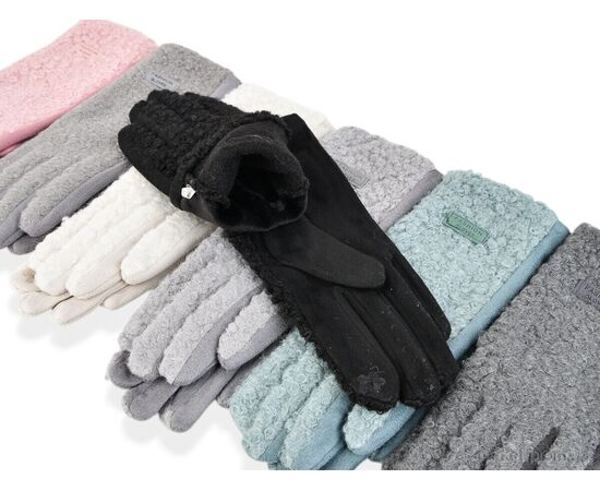 Перчатки женские Зима 262-2 (тедді-замша) mix (12 шт. р.сетка 6,5-8,5) "CAP" недорого оптом от прямого поставщика, изображение 2 Фотография Перчатки женские Зима 262-2 (тедді-замша) mix (12 шт. р.сетка 6,5-8,5) "CAP" недорого оптом от прямого поставщика, изображение 2