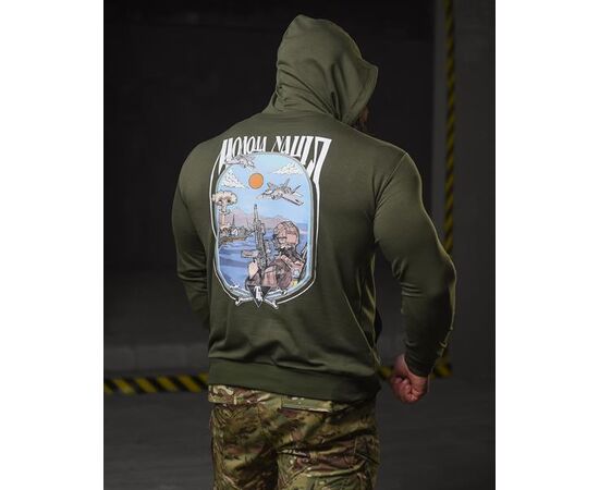 Худи мужской 701 khaki р.M-3XL "Madoka" недорого оптом от прямого поставщика, изображение 2 Фотография Худи мужской 701 khaki р.M-3XL "Madoka" недорого оптом от прямого поставщика, изображение 2