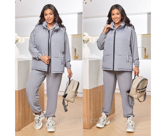 Костюм 2-ка жіночий спортивний рубчик + латавка (46-60) "LADA" недорого від прямого постачальника, зображення 2