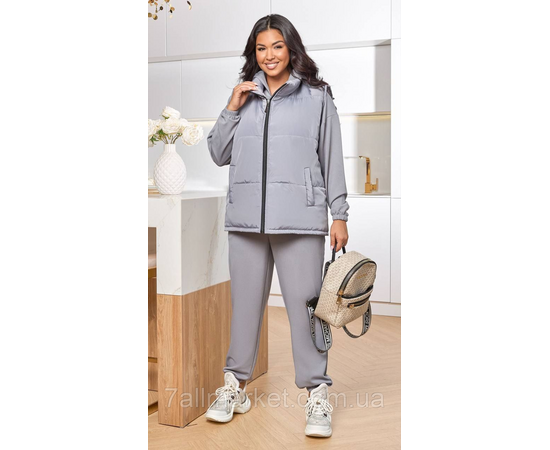 Костюм 2-ка жіночий спортивний рубчик + латавка (46-60) "LADA" недорого від прямого постачальника, зображення 3