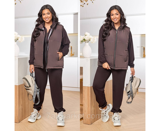 Костюм 2-ка жіночий спортивний рубчик + латавка (46-60) "LADA" недорого від прямого постачальника, зображення 2