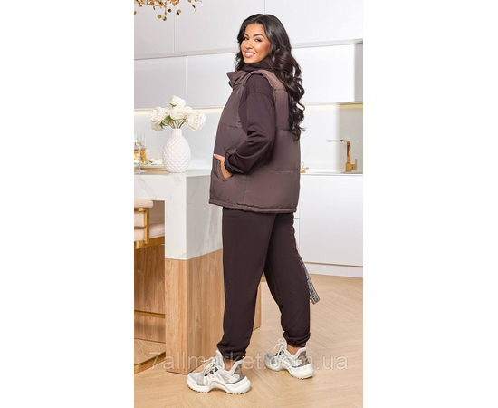 Костюм 2-ка жіночий спортивний рубчик + латавка (46-60) "LADA" недорого від прямого постачальника, зображення 3