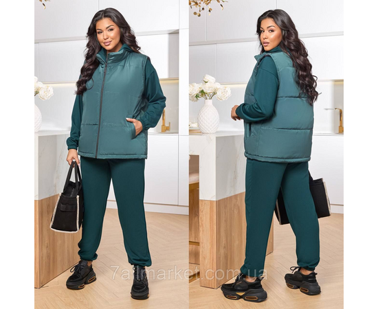 Костюм 2-ка жіночий спортивний рубчик + латавка (46-60) "LADA" недорого від прямого постачальника, зображення 2