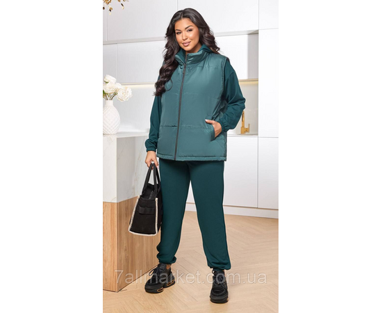 Костюм 2-ка жіночий спортивний рубчик + латавка (46-60) "LADA" недорого від прямого постачальника, зображення 3