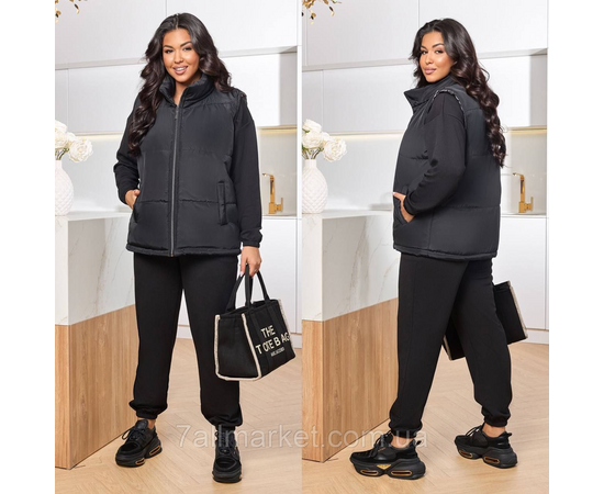 Костюм 2-ка жіночий спортивний рубчик + латавка (46-60) "LADA" недорого від прямого постачальника, зображення 2