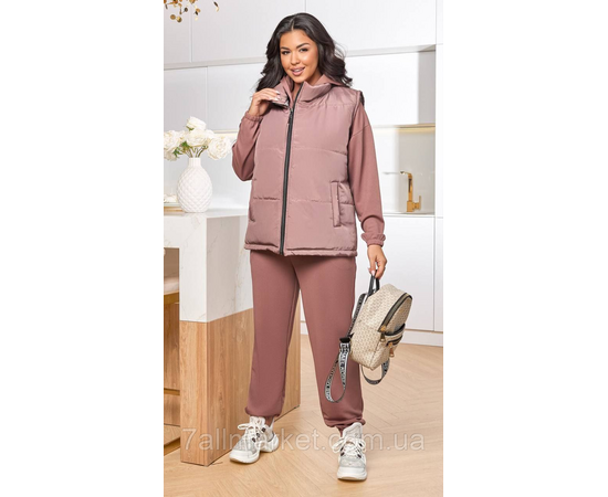 Костюм 2-ка жіночий спортивний рубчик + латавка (46-60) "LADA" недорого від прямого постачальника, зображення 3