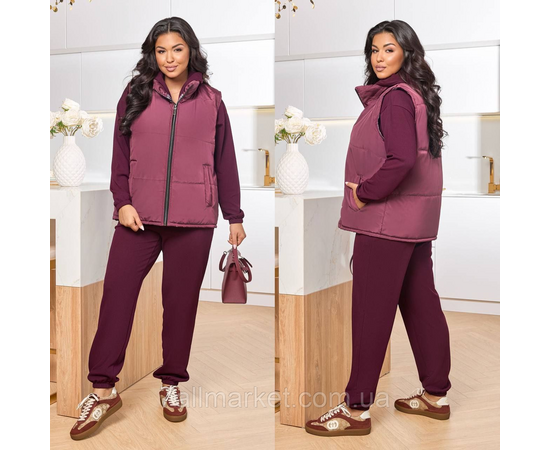 Костюм 2-ка жіночий спортивний рубчик + латавка (46-60) "LADA" недорого від прямого постачальника, зображення 2