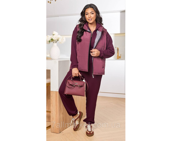 Костюм 2-ка жіночий спортивний рубчик + латавка (46-60) "LADA" недорого від прямого постачальника, зображення 3