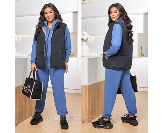 Костюм 2-ка жіночий спортивний рубчик + латавка (46-60) "LADA" недорого від прямого постачальника, зображення 2