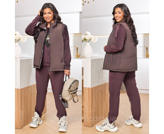 Костюм 3-ка жіночий спортивний велюр + латавка (46-60) "LADA" недорого від прямого постачальника, зображення 2