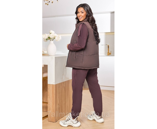 Костюм 3-ка жіночий спортивний велюр + латавка (46-60) "LADA" недорого від прямого постачальника, зображення 3