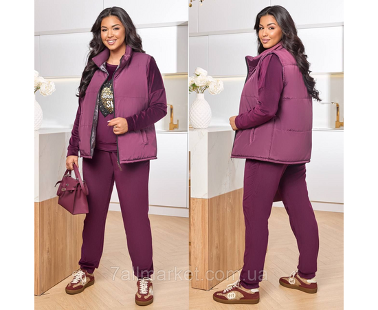 Фотография Костюм 3-ка женский спортивный велюр+плащевка (46-60) "LADA" недорого от прямого поставщика, изображение 2