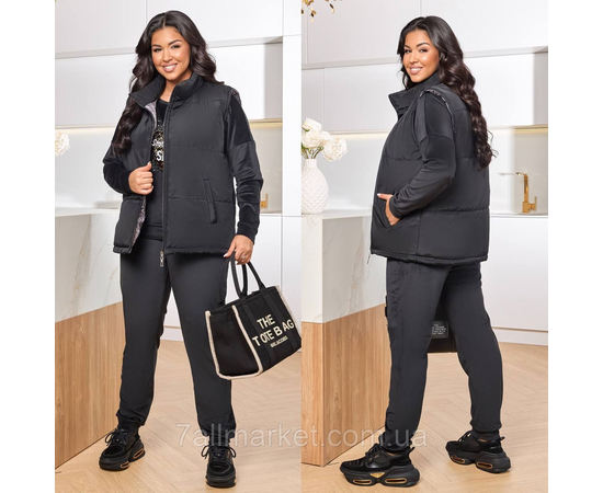 Фотография Костюм 3-ка женский спортивный велюр+плащевка (46-60) "LADA" недорого от прямого поставщика, изображение 2