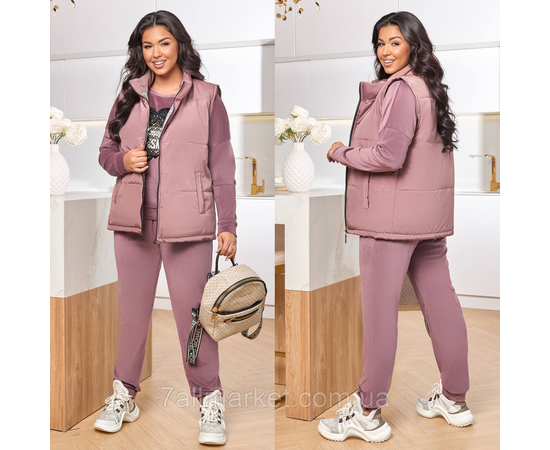 Костюм 3-ка жіночий спортивний велюр + латавка (46-60) "LADA" недорого від прямого постачальника, зображення 2