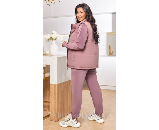 Костюм 3-ка жіночий спортивний велюр + латавка (46-60) "LADA" недорого від прямого постачальника, зображення 3