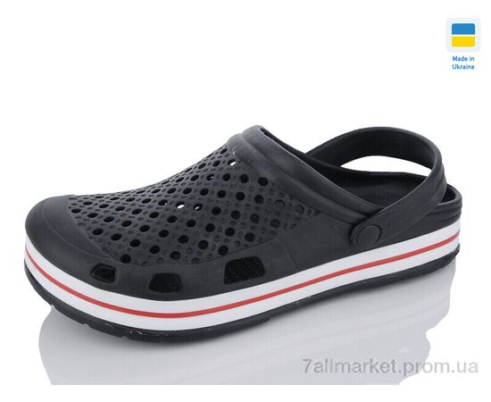 Кроксы мужские легкие Лето Верта М51 чорний с білою смужкою (6 пар р.41-46) "Progress" недорого оптом от прямого поставщика Фотография Кроксы мужские легкие Лето Верта М51 чорний с білою смужкою (6 пар р.41-46) "Progress" недорого оптом от прямого поставщика
