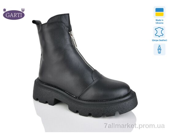 Ботинки женские стильные Весна/осень 307 чорна шкіра байка (6 пар р.36-40) "Garti" недорого оптом от прямого поставщика Фотография Ботинки женские стильные Весна/осень 307 чорна шкіра байка (6 пар р.36-40) "Garti" недорого оптом от прямого поставщика