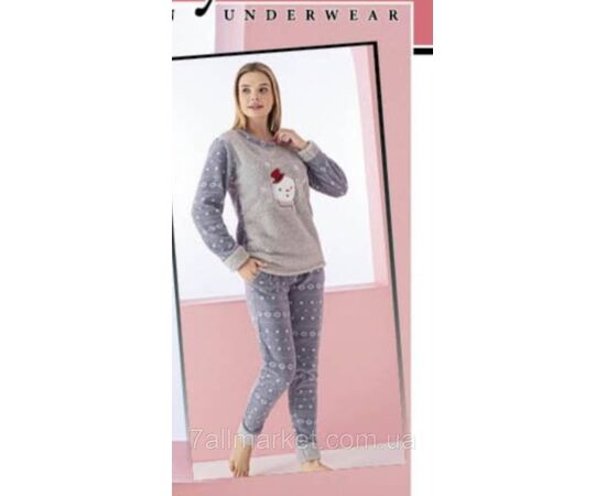 Піжама жіноча фліс/махра Сніговик розміри M-2XL (2кв) "MODY" купити недорого від прямого постачальника, зображення 2