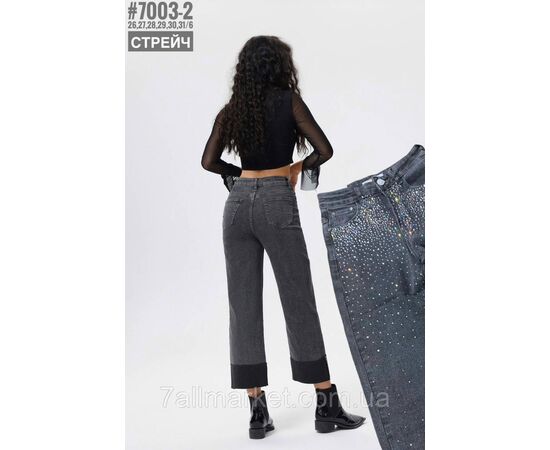 Фотография Женские джинсы стрейчевые 7/8 со стразами размерный ряд 26,27,28,29,30,31 "PARTNERS", изображение 2