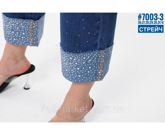 Фотография Женские джинсы стрейчевые 7/8 со стразами размерный ряд 26,27,28,29,30,31 "PARTNERS", изображение 2