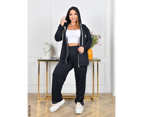 Спортивний костюм жіночий двонитка на блискавці прямі штани батал 50,52,54,56 (6кв) "NOWEMBER", зображення 2
