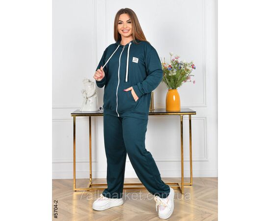 Спортивний костюм жіночий двонитка на блискавці прямі штани батал 50,52,54,56 (6кв) "NOWEMBER", зображення 6
