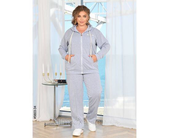 Спортивний костюм жіночий двонитка на блискавці прямі штани батал 50,52,54,56 (7кв) "NOWEMBER", зображення 7