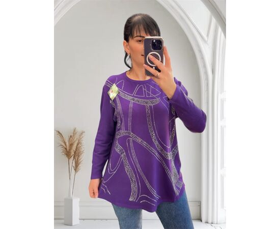 Светр жіночий 25224 purple р.52-60 "PULSE" недорого оптом від прямого постачальника Светр жіночий 25224 purple р.52-60 "PULSE" недорого оптом від прямого постачальника
