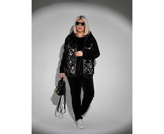 Костюм спортивный женский тёплый 1345 black р.50-60 "Seven Zikina" недорого оптом от прямого поставщика Фотография Костюм спортивный женский тёплый 1345 black р.50-60 "Seven Zikina" недорого оптом от прямого поставщика