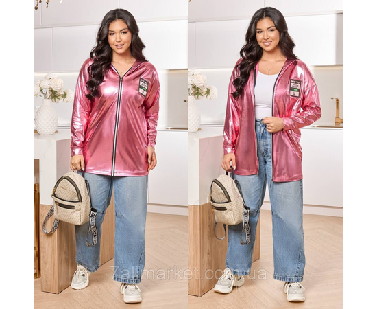 Вітровка жіноча шкіра лаке р 46-60 "LADA" недорого від прямого постачальника, зображення 2