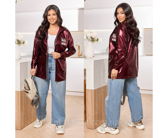 Вітровка жіноча шкіра лаке р 46-60 "LADA" недорого від прямого постачальника, зображення 2