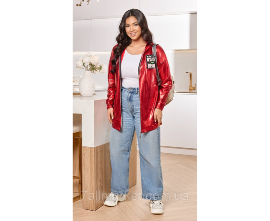 Вітровка жіноча шкіра лаке р 46-60 "LADA" недорого від прямого постачальника, зображення 3