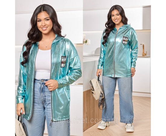 Вітровка жіноча шкіра лаке р 46-60 "LADA" недорого від прямого постачальника, зображення 2