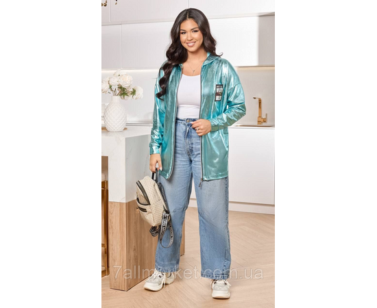 Вітровка жіноча шкіра лаке р 46-60 "LADA" недорого від прямого постачальника, зображення 3