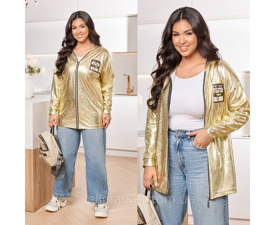 Вітровка жіноча шкіра лаке р 46-60 "LADA" недорого від прямого постачальника, зображення 2